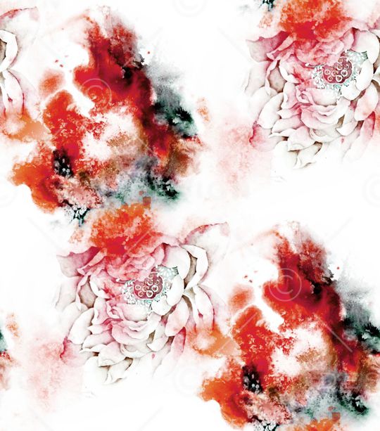 水彩花卉印花华亿平台图片