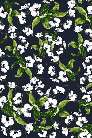 水彩花卉印花华亿平台图片