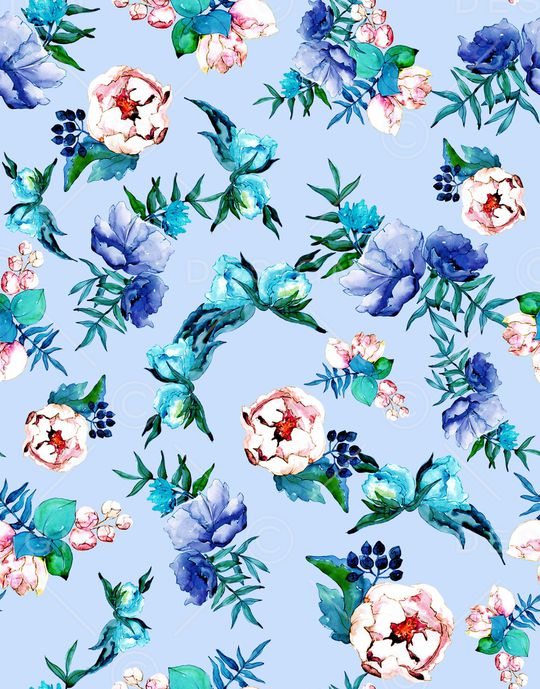 水彩花卉印花华亿平台图片