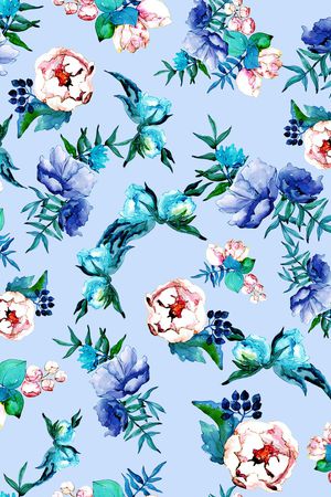 水彩花卉印花华亿平台图片