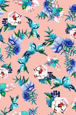 水彩花卉印花华亿平台图片