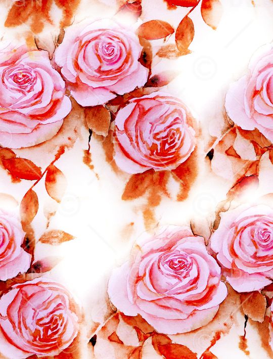 水彩花卉印花华亿平台图片