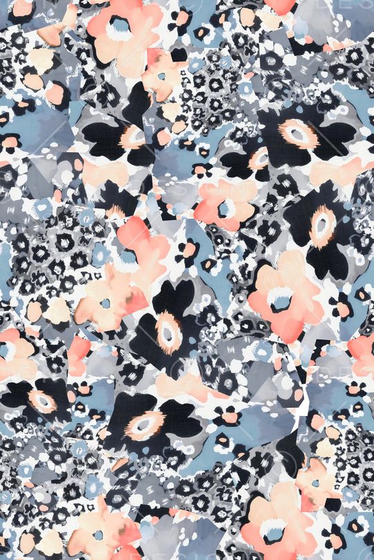 抽象花卉印花华亿平台图片