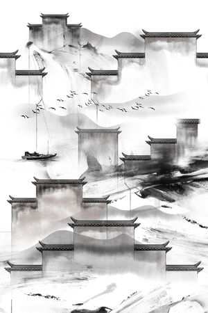 风景景观印花华亿平台图片