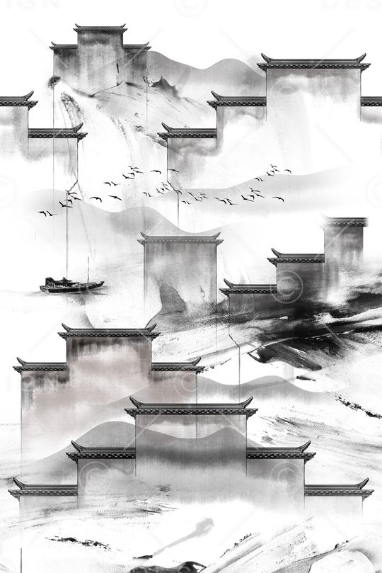 风景景观印花华亿平台图片