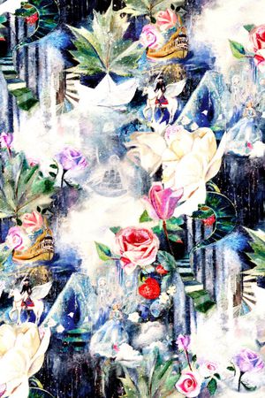 手绘花卉印花华亿平台图片