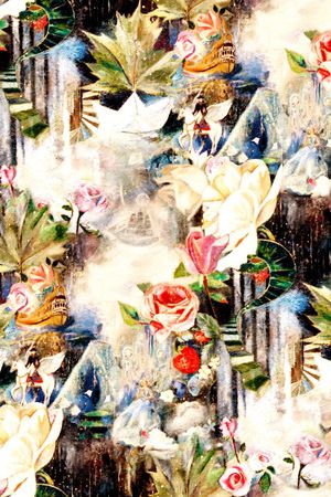 手绘花卉印花华亿平台图片