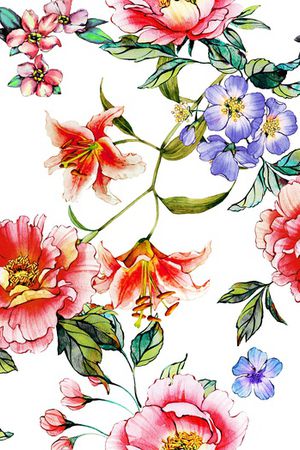 手绘大花印花华亿平台图片