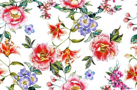 手绘大花印花华亿平台图片