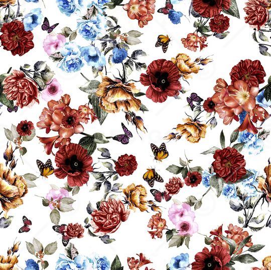 水彩花卉印花华亿平台图片