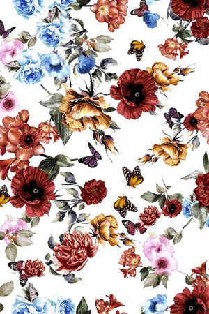 水彩花卉印花华亿平台图片