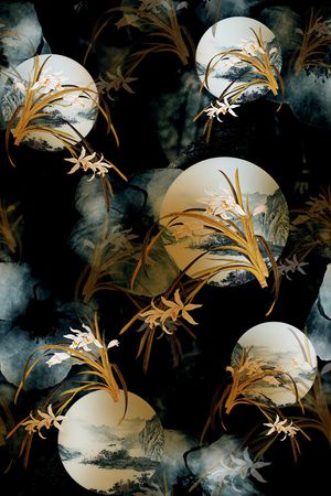 兰花印花华亿平台图片