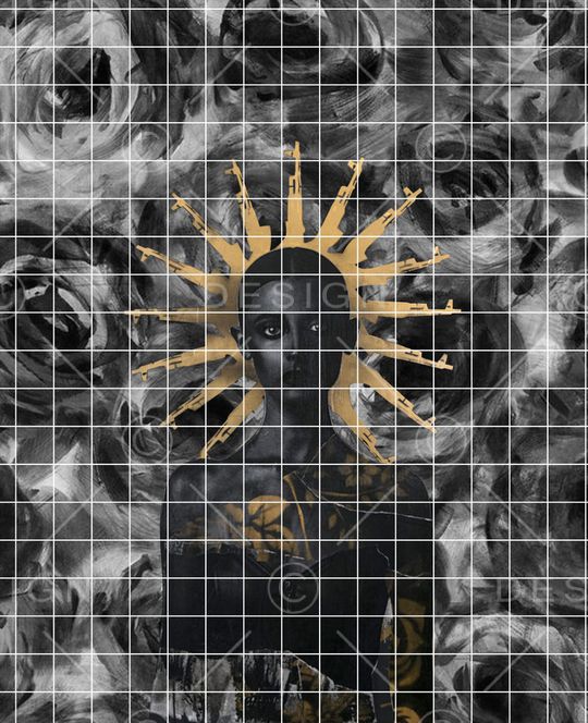 手绘灰玫瑰印花华亿平台图片