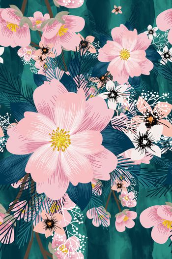 彩底花卉印花华亿平台图片