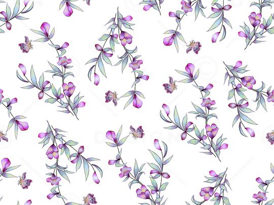 清爽底花卉印花华亿平台图片