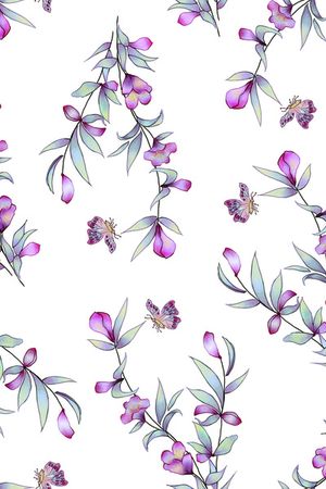 清爽底花卉印花华亿平台图片