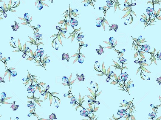 清爽底花卉印花华亿平台图片