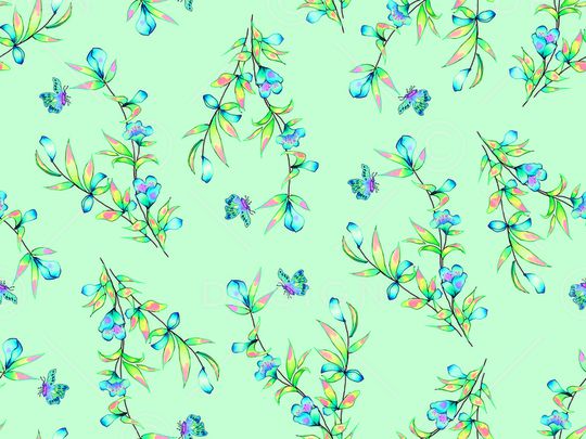 清爽底花卉印花华亿平台图片