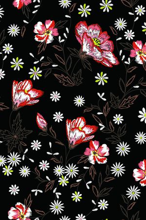 刺绣花卉印花华亿平台图片