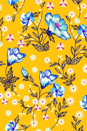 刺绣花卉印花华亿平台图片