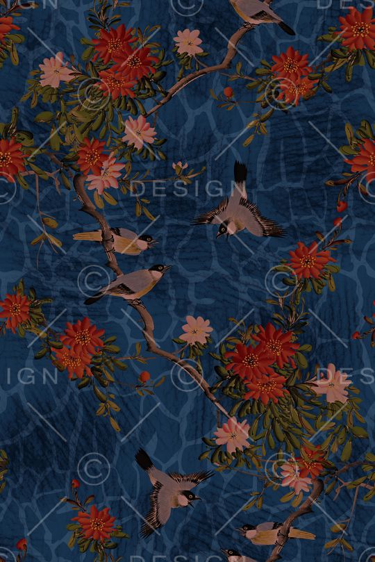 花鸟印花华亿平台图片