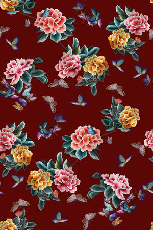 蝴蝶印花华亿平台图片