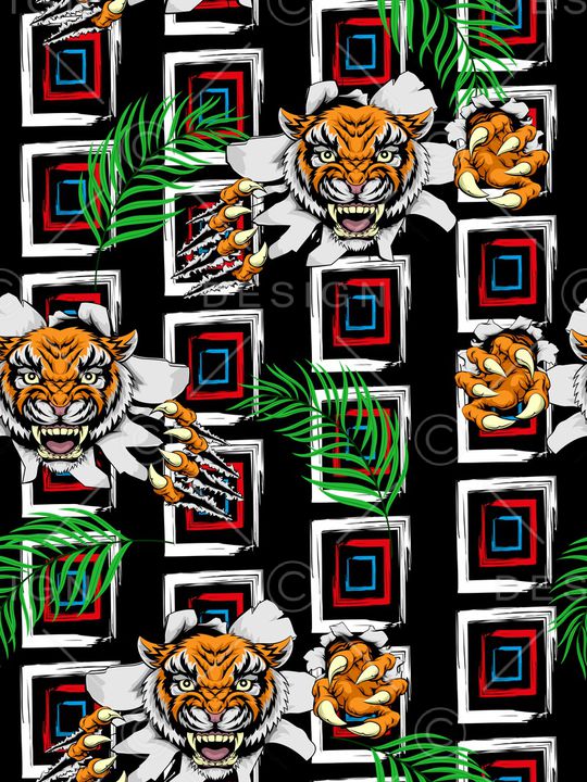 几何花卉印花华亿平台图片