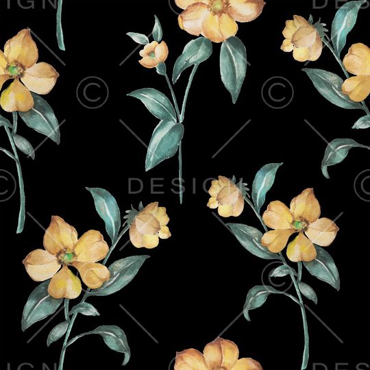 黑底花卉印花华亿平台图片