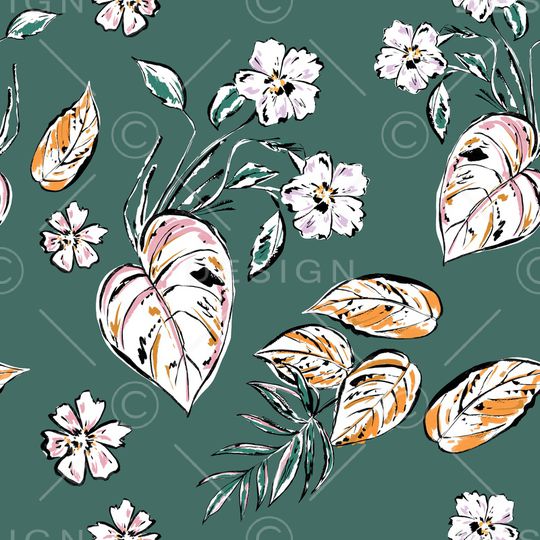 绿植树叶印花华亿平台图片