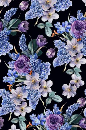 水彩花卉印花华亿平台图片