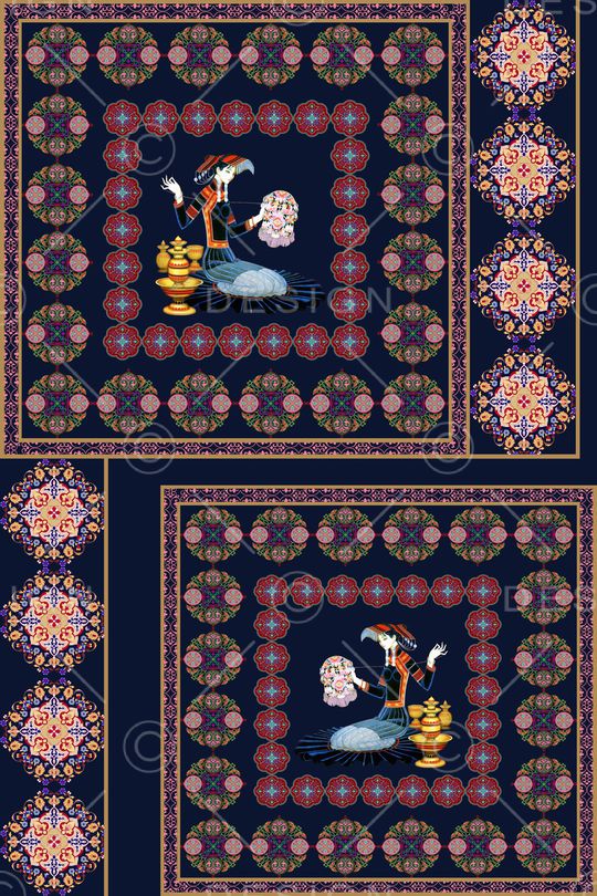 民族花卉印花华亿平台图片