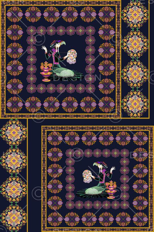 民族花卉印花华亿平台图片