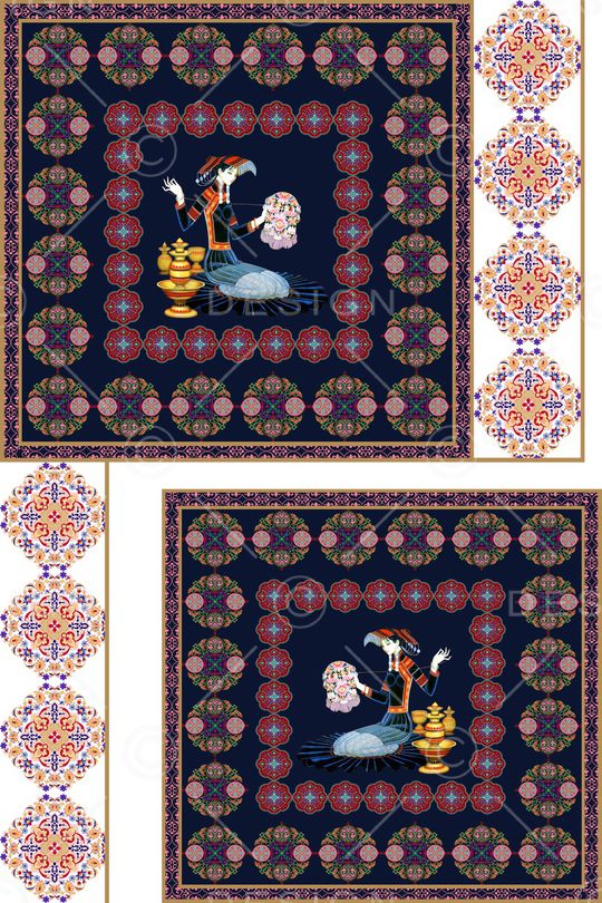 民族花卉印花华亿平台图片