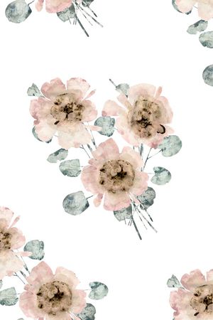 水彩花卉印花华亿平台图片