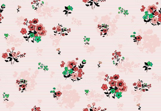 黑底花卉印花华亿平台图片