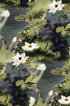 荷花印花华亿平台图片