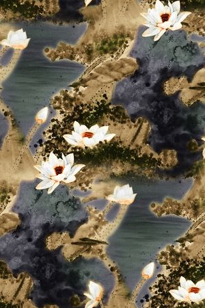 荷花印花华亿平台图片