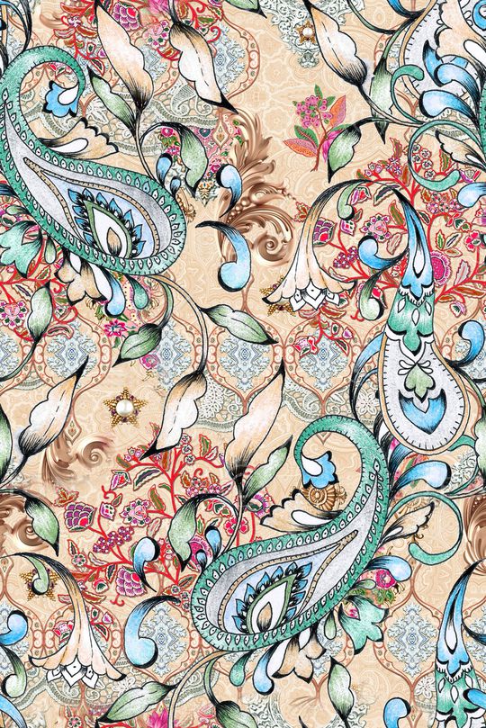 民族花卉印花华亿平台图片