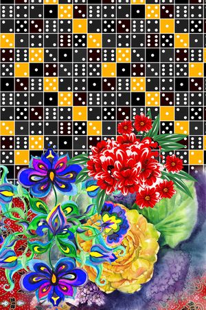 几何花卉印花华亿平台图片