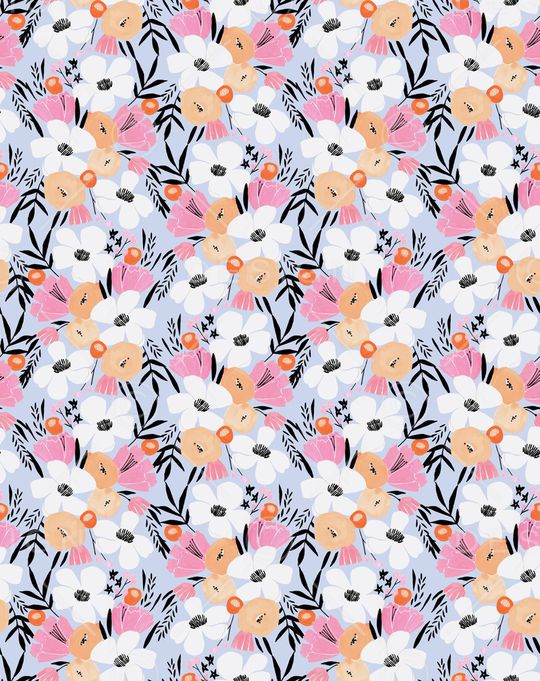 手绘大花印花华亿平台图片