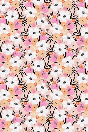 手绘大花印花华亿平台图片