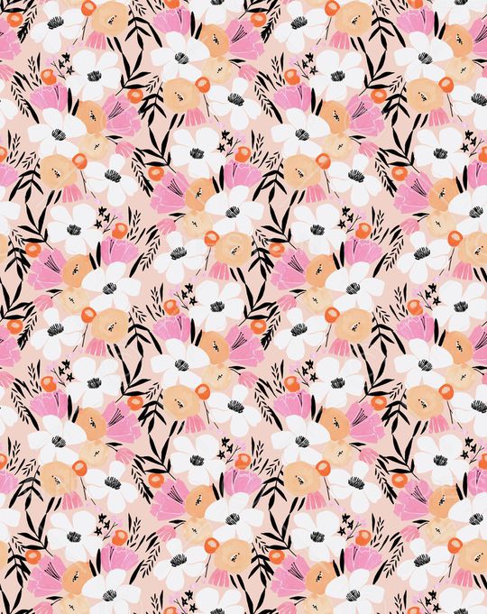 手绘大花印花华亿平台图片