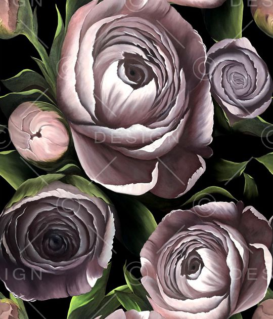 手绘大花印花华亿平台图片