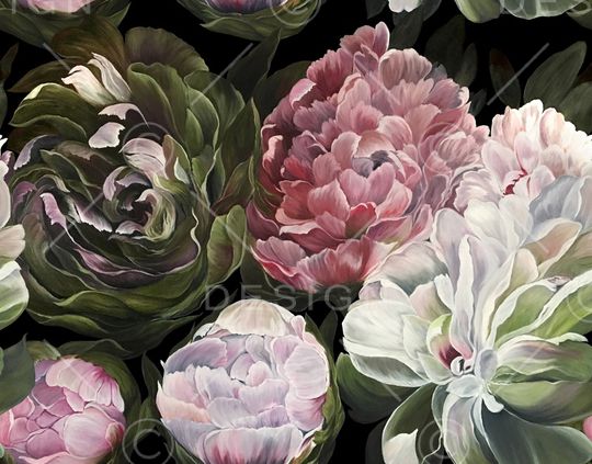 手绘大花印花华亿平台图片