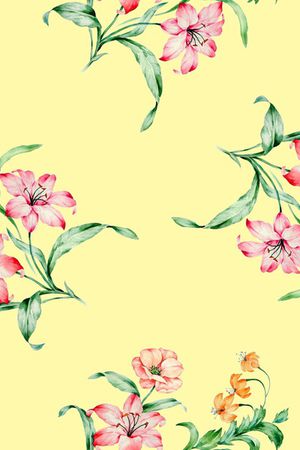 水彩花卉印花华亿平台图片