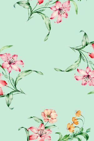 水彩花卉印花华亿平台图片