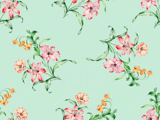 水彩花卉印花华亿平台图片