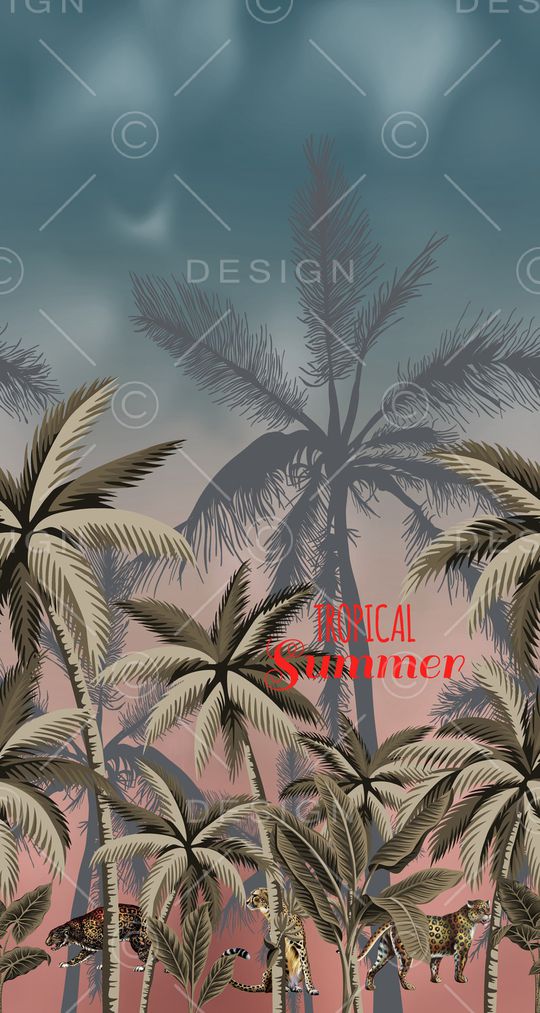 椰子树印花华亿平台图片