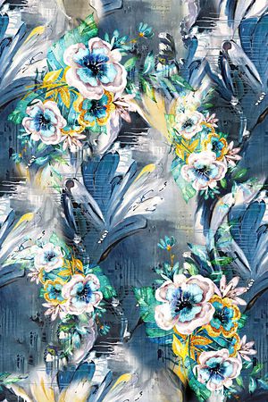 手绘花卉印花华亿平台图片