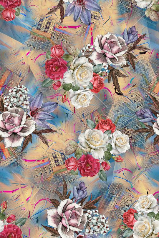 玫瑰花印花华亿平台图片